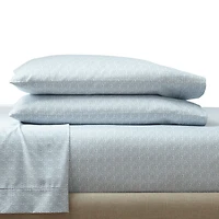 Better Homes & Gardens 4-Piece 300 Thread Count Suzani Blue Water Cotton Sateen Bed Sheet Set, King, 300 TC Cotton Sateen Sheet Set