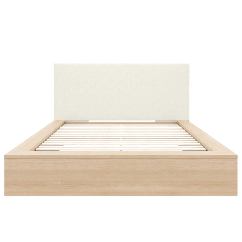 Lit plateforme Queen Size Jane avec tête de lit rembourrée