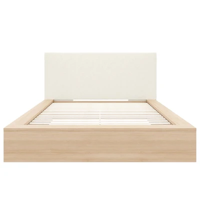 Lit plateforme Queen Size Jane avec tête de lit rembourrée