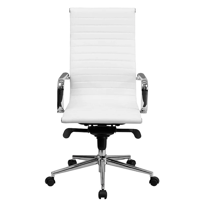 Nicer Furniture Ribbed PU Leather with Wheels Adjustable High Back Chair
