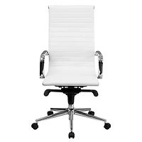 Nicer Furniture Ribbed PU Leather with Wheels Adjustable High Back Chair