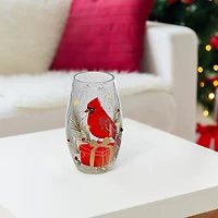 Décoration En Verre Oblong Craquelé À Led (Cardinal Sur Boîte Cadeau)