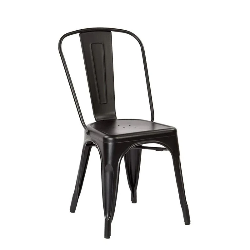 Tolix Armless Chair (Powder-Coated) in Black