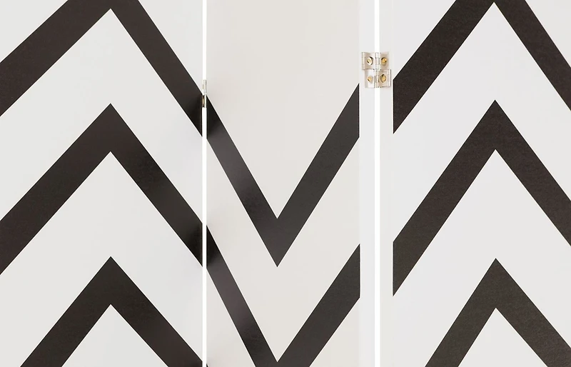kieragrace Stockholm paravent Danielsson – 119,38 x 180,34 cm (47 x 71 po), zig-zag noir et blanc