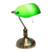 Simple Designs Executive Banker's Desk Lamp with Glass Shade