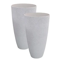 Angelo Décor MenzoMix 26-inch tall, 14-inch Diameter Adora Planter, Set of 2 (White Terrazzo)