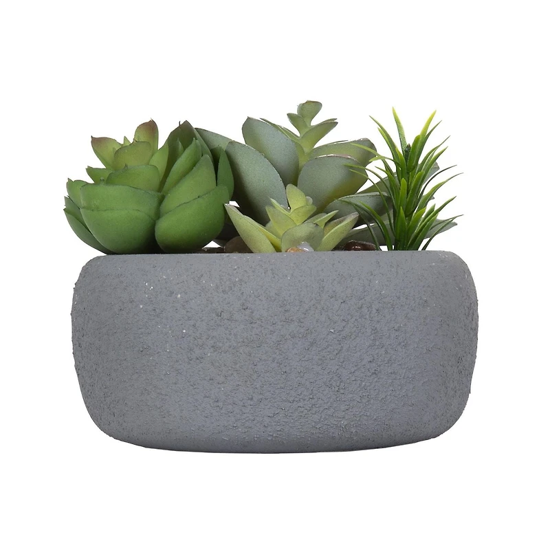 hometrends Tessier Faux Succulents in Gray Pot