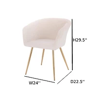 Set of 2 Modern Luxurious Dining Accent Chairs – Ivory Velvet Upholstery with Shiny Gold Legs, Elegant and Comfortable Chairs for Dining Room or Living Space