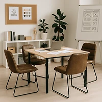 Homy Casa 4 Piece Upholstered Dining Chairs with Anti Rust Metal Legs and Adjustable Foot Pads