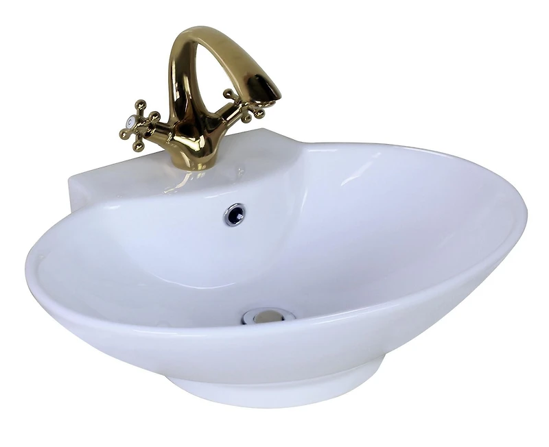 American Imaginations -in. W Above Counter White Bathroom Vessel Sink Set For 1 Hole Center Faucet AI
