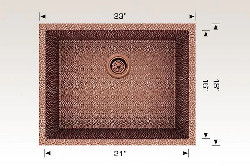 American Imaginations 33-in. W CSA Approved Copper Kitchen Sink With 1 Bowl And 16 Gauge AI-29179