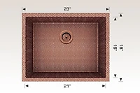 American Imaginations 33-in. W CSA Approved Copper Kitchen Sink With 1 Bowl And 16 Gauge AI-29179
