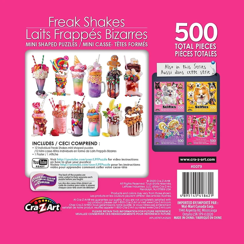 Cra-Z-Art 12 Mini Shaped Freak Shakes Puzzles 500pcs total