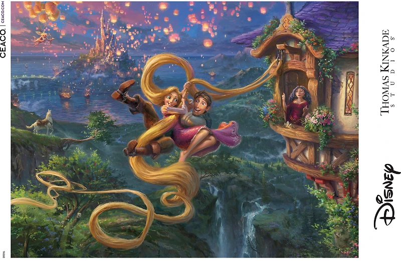 Puzzle en bois de 1000 pièces Ceaco Thomas Kinkade Tangled Up in Love pour adultes à partir de 14 ans
