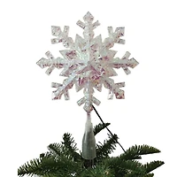 Holiday Time LED Battery-Operated Cool White LED Christmas Tree Topper, Iridescent Snowflake, 12.25", 12.25in Tree Topper