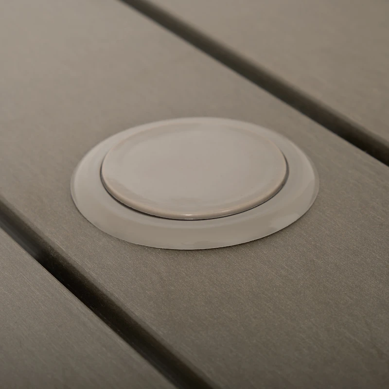 Table de salle à manger carrée CorLiving Gallant en aluminium argenté et polybois taupe