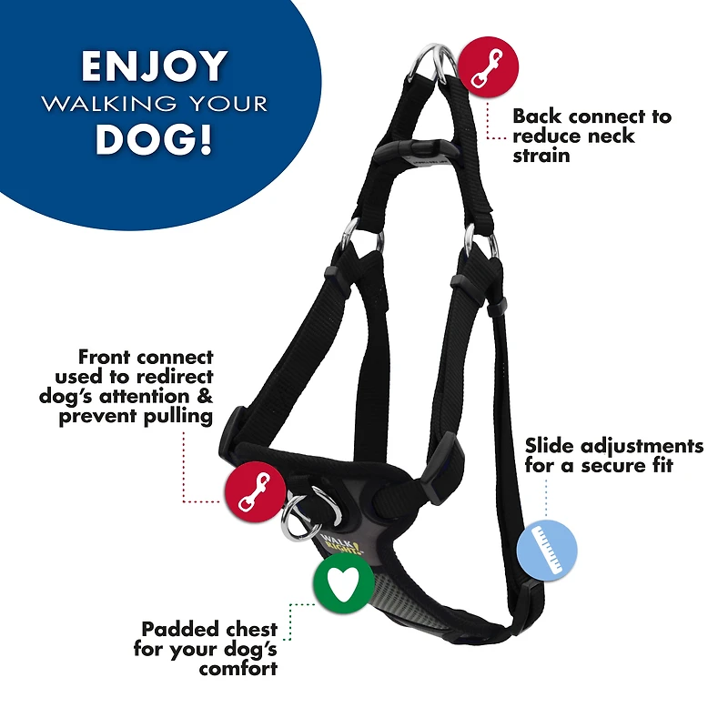 Coastal Pet Products Walk Right!® Harnais Rembourré Front-Connect pour Chien, Harnais Noir pour Chien