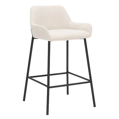 Modern Fabric and Metal  26" Counter Stool, Set of 2 - Beige and Black