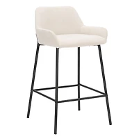 Modern Fabric and Metal  26" Counter Stool, Set of 2 - Beige and Black