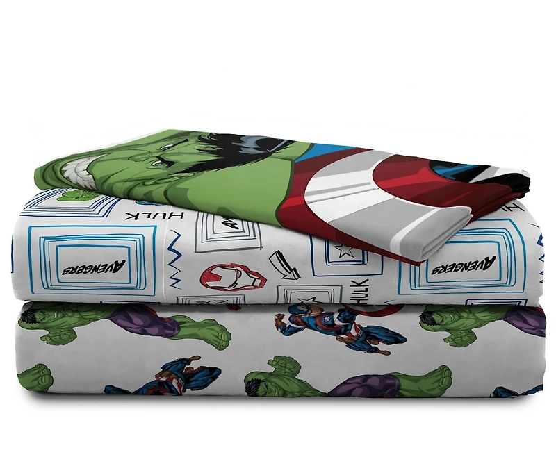 Marvel Avengers 'Hero Time' 3-Piece Twin Sheet Set, 100% Polyester
