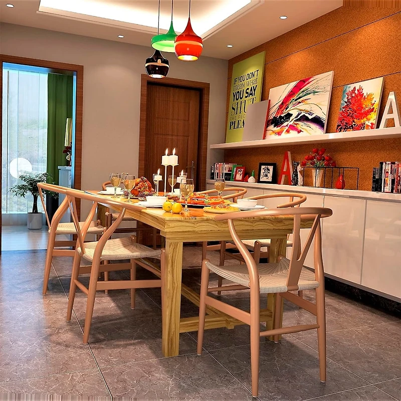 Heavenly Collection | Chaise de salle à manger Wishbone en bois naturel pour cuisine ou salle à manger