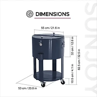 Sunjoy Outdoor Cooler Cart,60 Quart Rooling Ice Chest Cooler Cart, Portable Patio Party Bar Drink Cooler Cart, Beverage Bar with Bottle Opener and Shelf, Blue