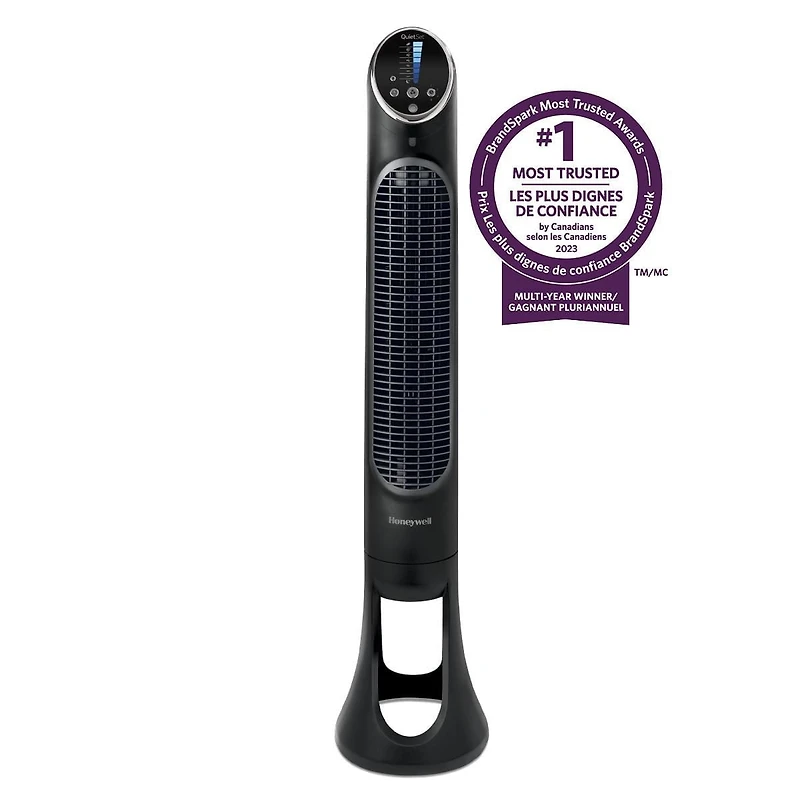 Ventilateur tour QuietSetMD HYF290BC Honeywell – Pièce entière, 40 po, 8 vitesses, Noir