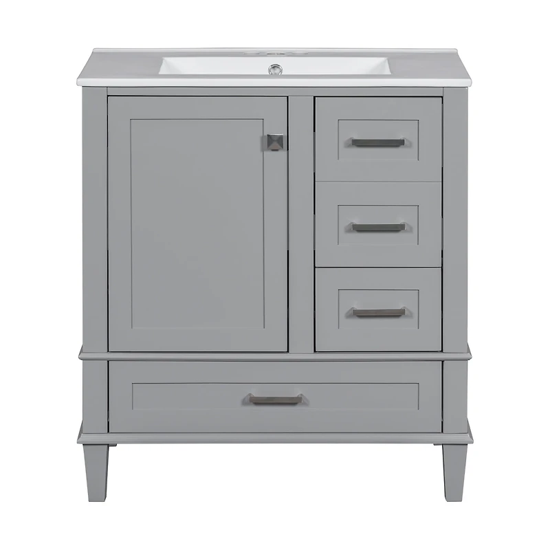 Homy Casa 30 in Modern Charcoal Grey Kitchen Sideboard with Ceramic Sink