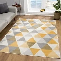Tapis Branch Savannah 2' x 7' (Taille exacte : 2'3" 7') de couloir moderne du milieu siècle, jaune beige, géométrique pour entrée, couloir, salle bain et cuisine