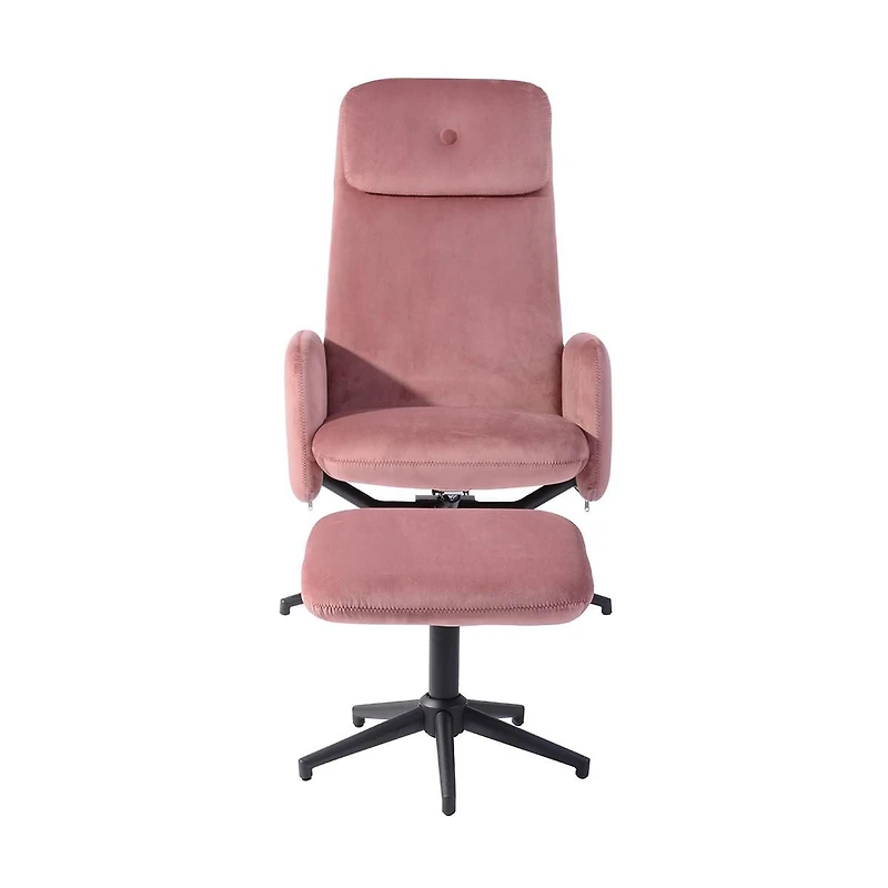 Homylin Upholstered Swivel Accent Chair with Ottoman Set, Modern Lounge Chair with Metal Base Frame & Footrest, Single Leisure Sofa Chair Reading Chair with 360 Degree Swiveling and Adjustable Height