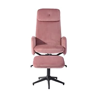 Homylin Upholstered Swivel Accent Chair with Ottoman Set, Modern Lounge Chair with Metal Base Frame & Footrest, Single Leisure Sofa Chair Reading Chair with 360 Degree Swiveling and Adjustable Height
