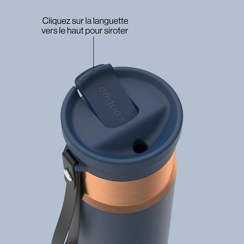 Bouteille d’eau isolée en acier inoxydable Contigo SnapSeal avec courroie de transport, 473 ml (16 oz) – antifuite, sans BPA, sans plomb, lavable au lave-vaisselle