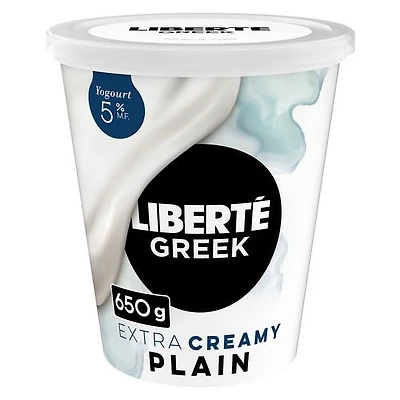 Liberté Grec Yogourt 5 % Extra crémeux, Nature, Teneur élevée en protéines, 650 g 650g