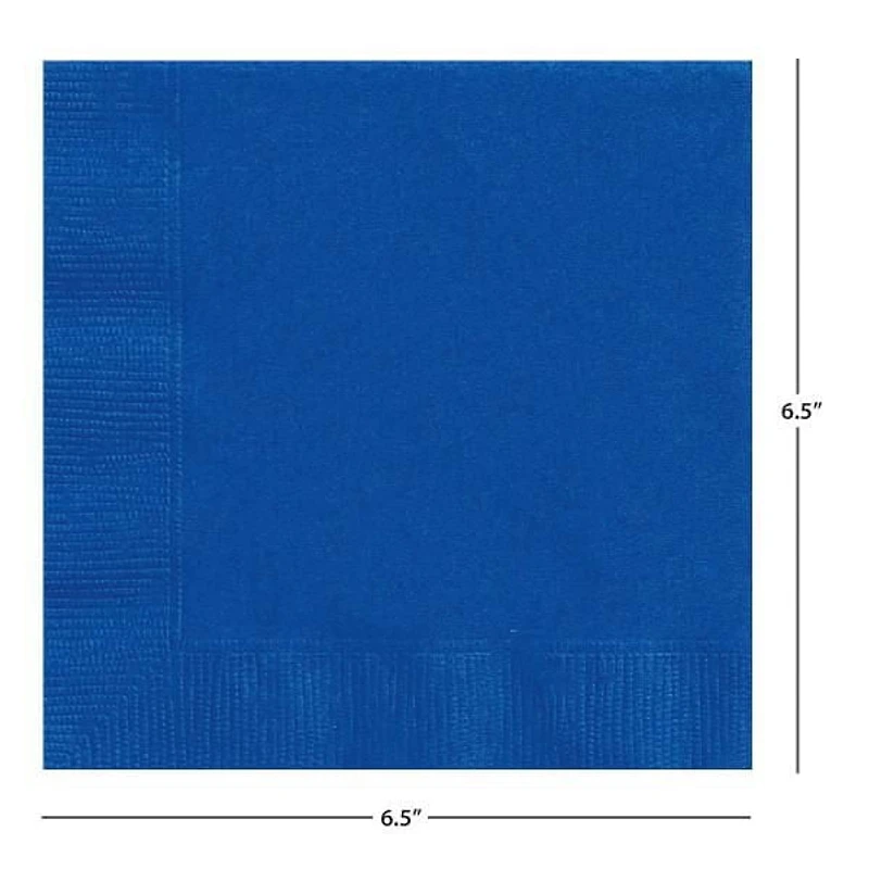 Electric Blue Lunch Napkins, 65ct, Measures 6.5x6.5" when folded, 2 ply