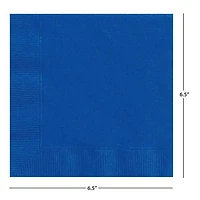 Electric Blue Lunch Napkins, 65ct, Measures 6.5x6.5" when folded, 2 ply