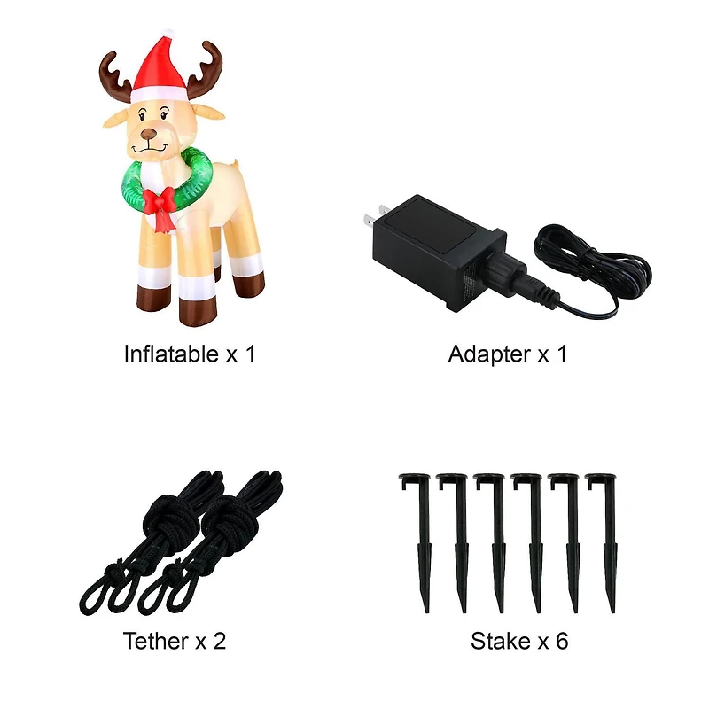Occasions Christmas 8 Foot Inflatable Reindeer With Wreath