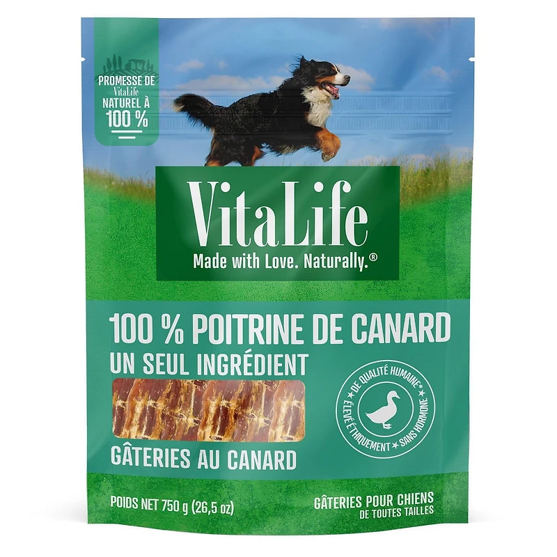 gateries de canard VitaLife, toutes les friandises naturelles pour chiens 750 g de friandises séchées