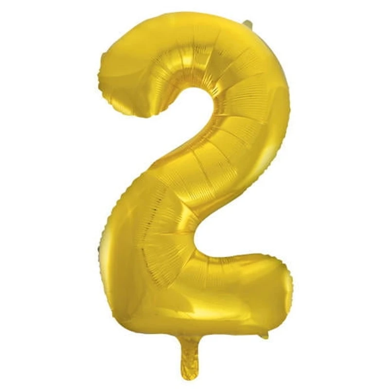 Unique Industries 34" Gold Number 2 Shaped Foil Balloon, 1 count