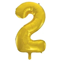 Unique Industries 34" Gold Number 2 Shaped Foil Balloon, 1 count