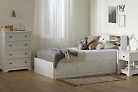 South Shore Hazen Twin Mates Bed with 3 Drawers and Headboard Set, in White Pine