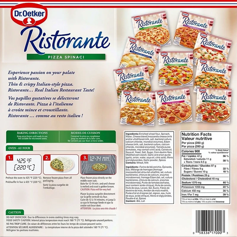 Dr. Oetker Ristorante Pizza Spinaci 390g