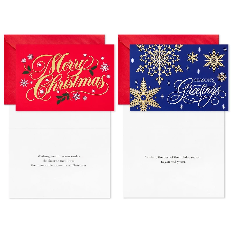 Assortiment de cartes Hallmark de Noël dans une boîte, motifs métallisés classiques (6 motifs, 36 cartes et enveloppes)