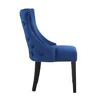 Storm Dining Chair Set of 2 – Classic and Modern Blue Velvet Dining Accent Chairs with Comfortable Upholstery and Sleek Black Wooden Legs, Perfect for Elegant Dining Spaces