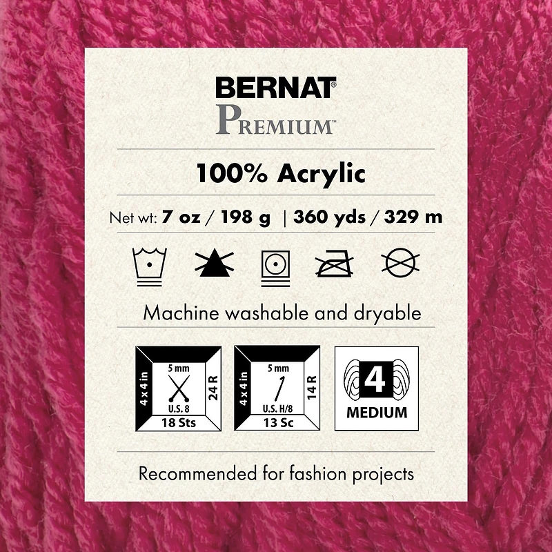 Bernat® Premium™ Yarn, Acrylic #4 Medium, 7oz/198g, 360 Yards