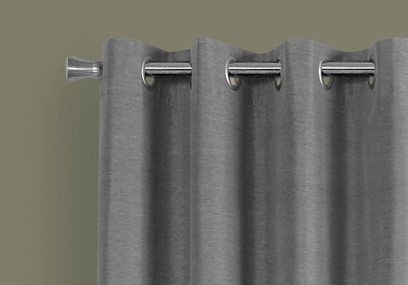 Monarch Specialties Rideau, Ensemble 2pcs, 54"w X 95"l, 100% Bloque Lumiere, Passe-fil, Salon, Chambre À Coucher, Cuisine, Isolation Thermique, Polyester, Gris, Contemporain, Moderne