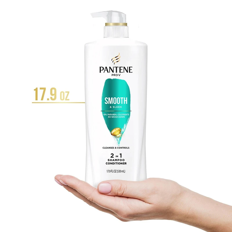 Shampooing et revitalisant 2 en 1 PANTENE PRO-V Smooth & Sleek 17,9 oz/530 mL