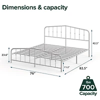 Zinus Heidi Metal Platform Bed Frame with Headboard, White
