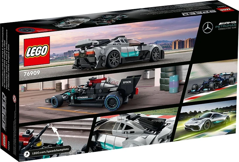 LEGO Speed Champions Mercedes-AMG F1 W12 E Performance & Mercedes-AMG Project One Toy Cars, Sports Car Model Building Kit, Collectible Race Car Toy, Gift for Kids and Teens, 76909