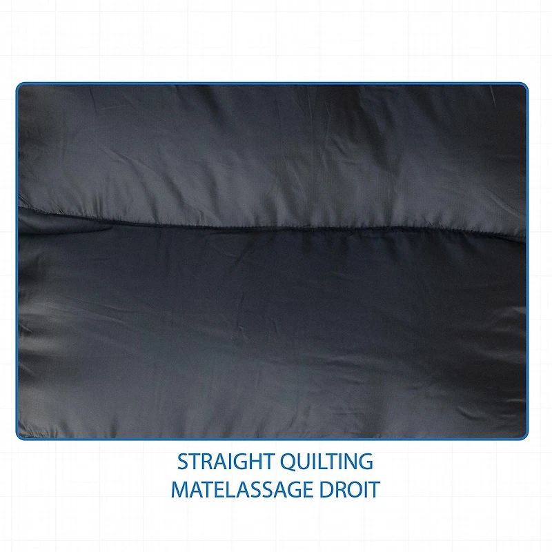 Sac de couchage à capuche Ozark Trail -10C, 216cm(L) x88.9cm(W), note température +14℉/-10℃, extérieur en polyester, Noir 216cm(L) x88.9cm(W)