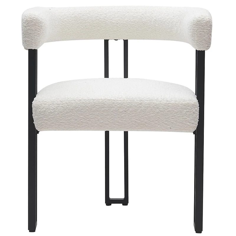 Contemporaine Tissu Bouclé Chaise, Jeu de 2 - Ivoire et Noir